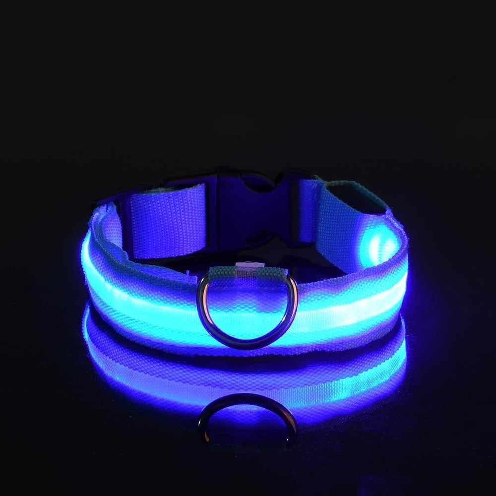 LED Dog Collar Nylon Glow In The Dark Safety