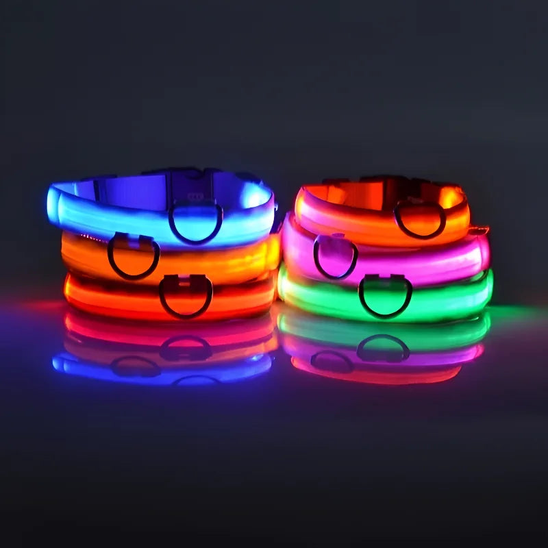 LED Dog Collar Nylon Glow In The Dark Safety